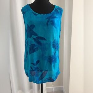 Bright Teal Floral Sleeveless Camisole